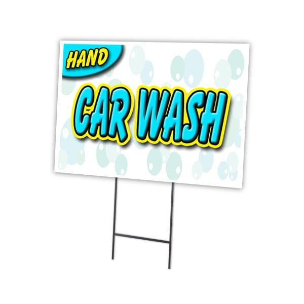 Signmission Hand Car Wash Yard Sign & Stake outdoor plastic coroplast window, C-2436 Hand Car Wash C-2436 Hand Car Wash - main